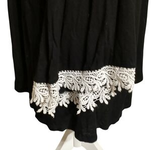 Bellino Black Long Sleeve Top with Lace Trim